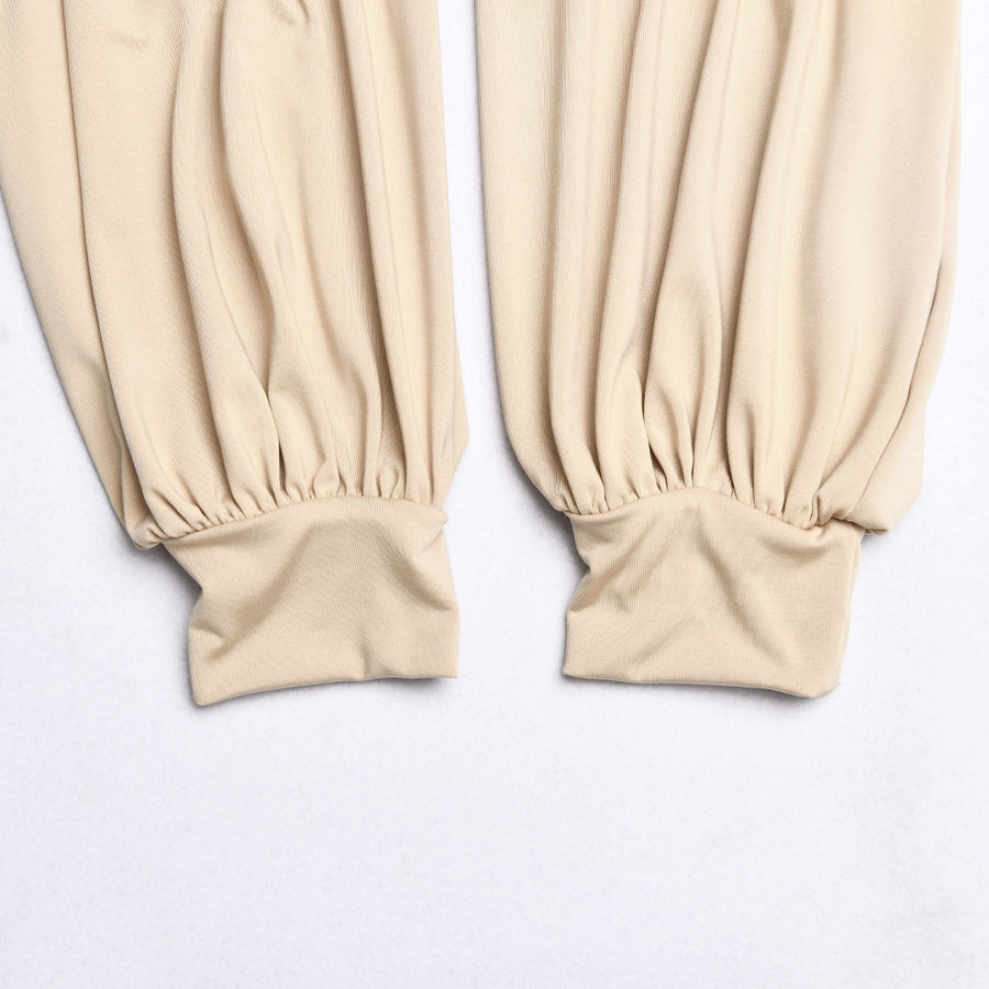 Women's Solid Color Sexy Deep V Waist Fold Long Sleeve Bodysuit
