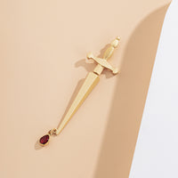 Niche Design Women Jewelry Sword Red Teardrop Cross Earrings