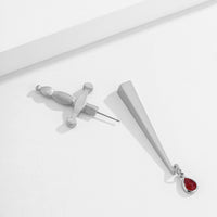 Niche Design Women Jewelry Sword Red Teardrop Cross Earrings