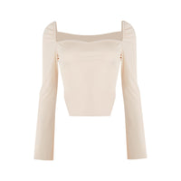 Women's Square Neck Fashion Ribbed Long Sleeve Tops