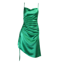 Side Slit Halter Dress Solid Color Slim Sleeveless Dress Women
