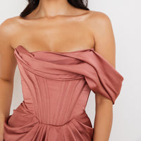Women's Inclined Shoulder Sleeveless Fishbone Evening Dress