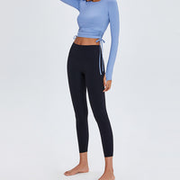 Tied Rope Ruched Sports Tops Long-sleeved Yoga Wear Women