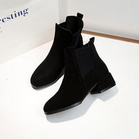 Women's Chunky Suede Square Toe Short Cheshire Boots