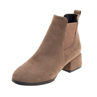 Women's Chunky Suede Square Toe Short Cheshire Boots