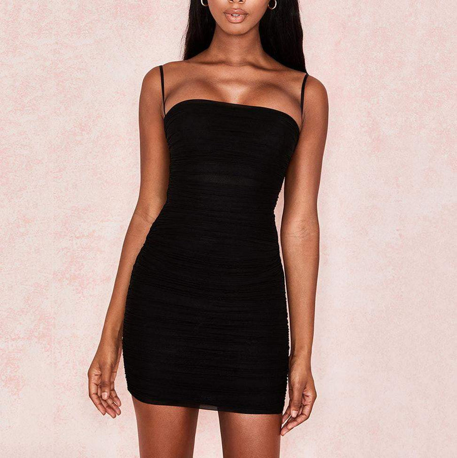 Adjustable Straps Ruched Bodycon Camisole Dress