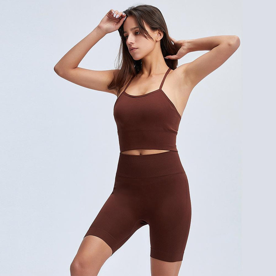 Basic Solid Camisole Two Pieces Sport Set
