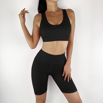 Basic Solid Color Hollowed-out Sports Yoga Suit