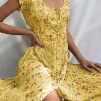 Bohemian Floral Short Sleeve Dress