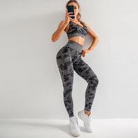 Camouflage Seamless Stretch Yoga Three-Pieces Suit