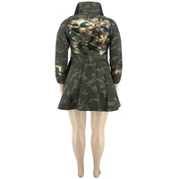 Camouflage Sequin Fashion Pius Size Mini Dress