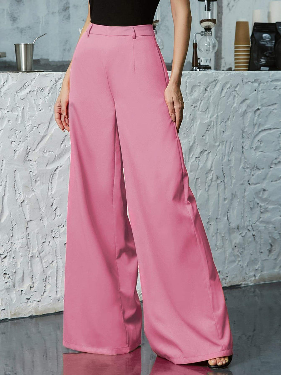Casual Basic Daily Zipper Wide Leg Solid Pants