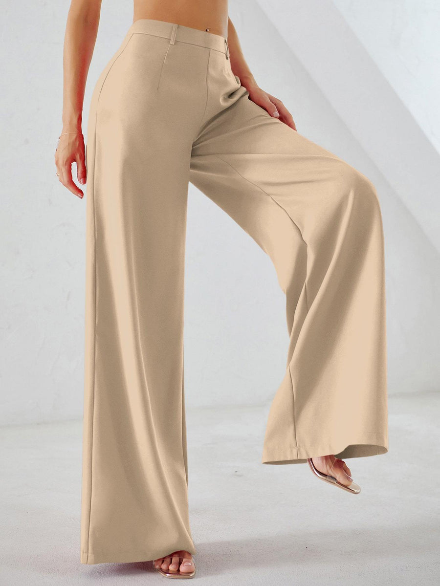Casual Basic Daily Zipper Wide Leg Solid Pants