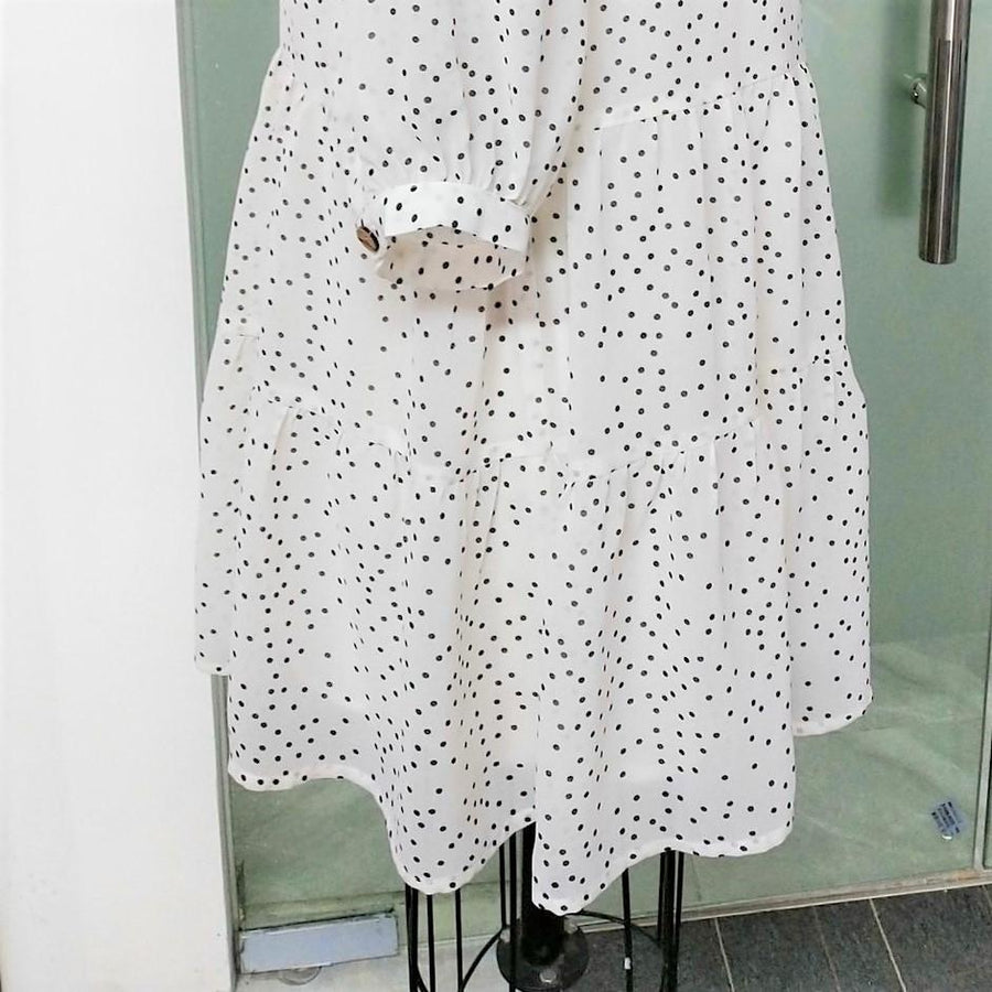 Casual Daily Polka Dot Front Button Mini Dress