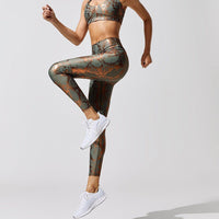 Chemical Foiled Snake Style Stretch Yoga Suit