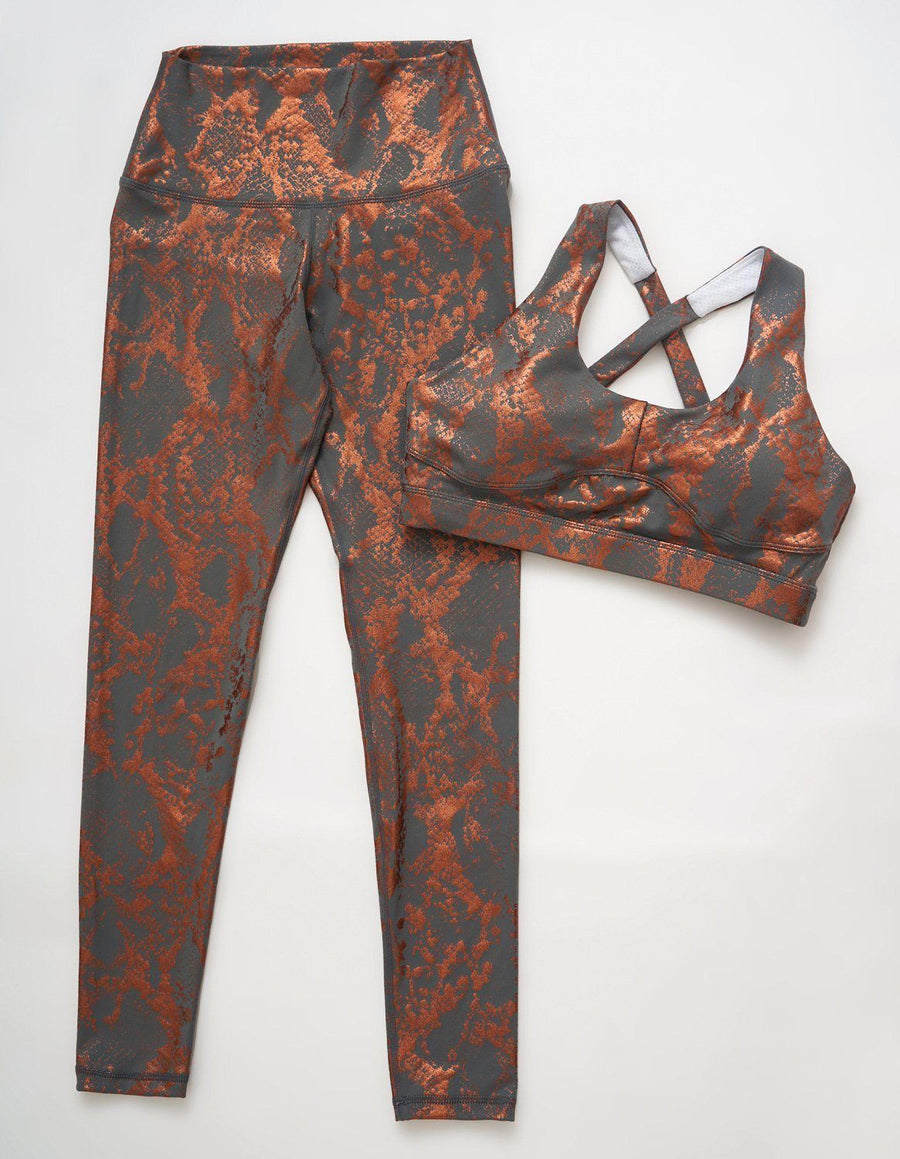 Chemical Foiled Snake Style Stretch Yoga Suit