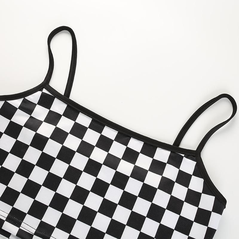 Chic Checkerboard Camisole Crop Top