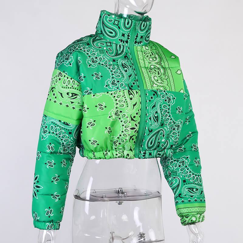 Color Block  Camo Rayon Zipper Up Jacket