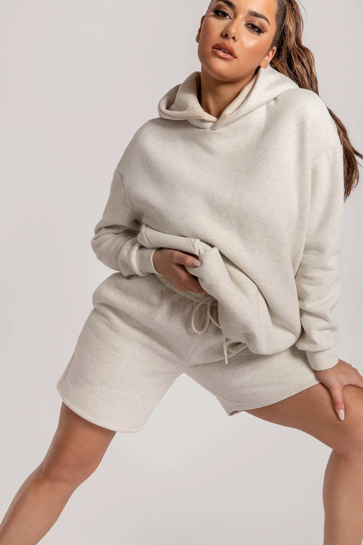Comfy Casual Drawstring Hoodie Two Pieces Pants Set
