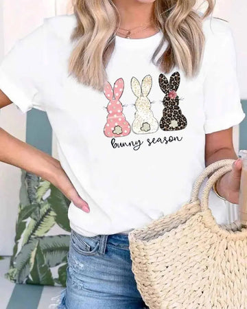 Easter Cute Bunny Print T-Shirt