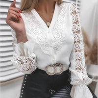 Elegant White Lace Hollow-Out Blouse