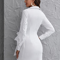 Fashion Bow Knot White Color Wrap V-Neck Dress