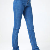 Fashion Casual Daily Solid Blue Zipper Denim Jeans
