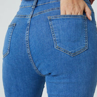 Fashion Casual Daily Solid Blue Zipper Denim Jeans