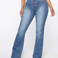 Fashion High Waist Buckle Jeans