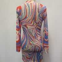 Fashion Print Long Sleeve Bodycon Mini Dress