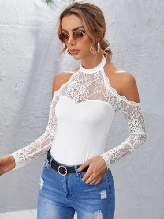 Fashion Style Lace Hollow Out Top