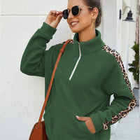 Fashionable Green Long Sleeves Leopard Printed Hoodies