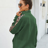 Fashionable Green Long Sleeves Leopard Printed Hoodies