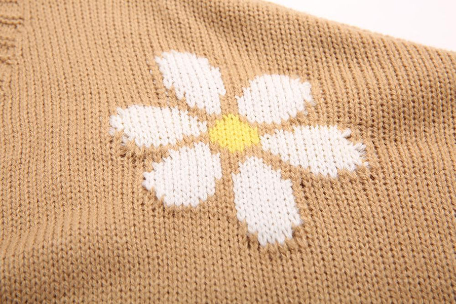 Floral Buckle Long Sleeves Sweater Cardigan