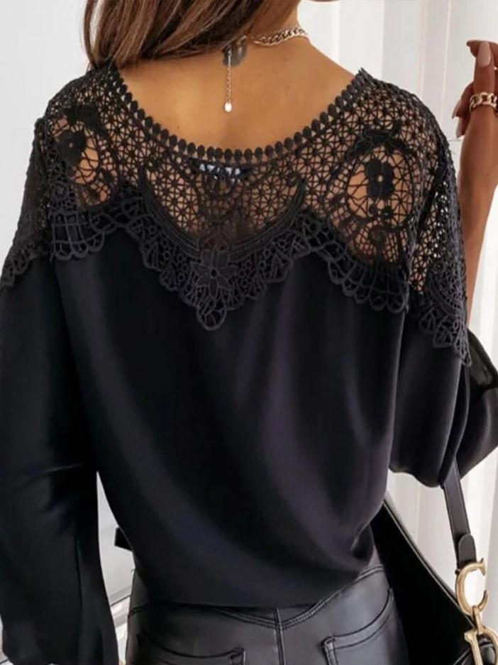 Hollow-Out Laced Long Sleeve Top