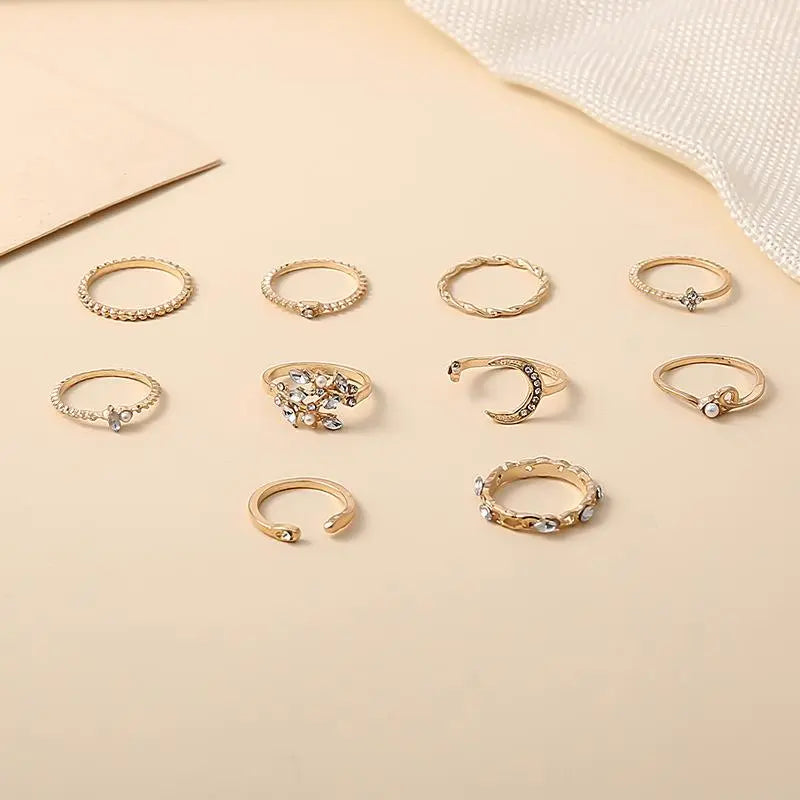 Keely Gold Ring Set  - 10 Pieces