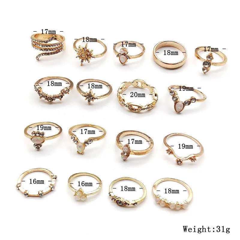 Keely Gold Ring Set  - 17 Pieces