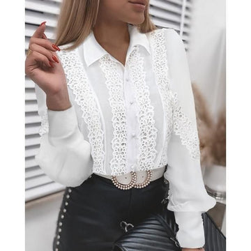 Laced Elegant Bead Collared Blouse