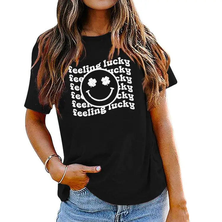 Ladies Casual Clover Print T-Shirt