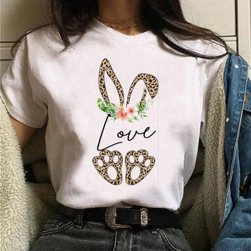 Ladies Easter Design Printed Casual T-Shirt