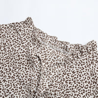 Leopard Flared Sleeve Ruffle Tiered Dress
