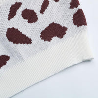 Leopard V-Neck Soft Casual Knit Cardigan