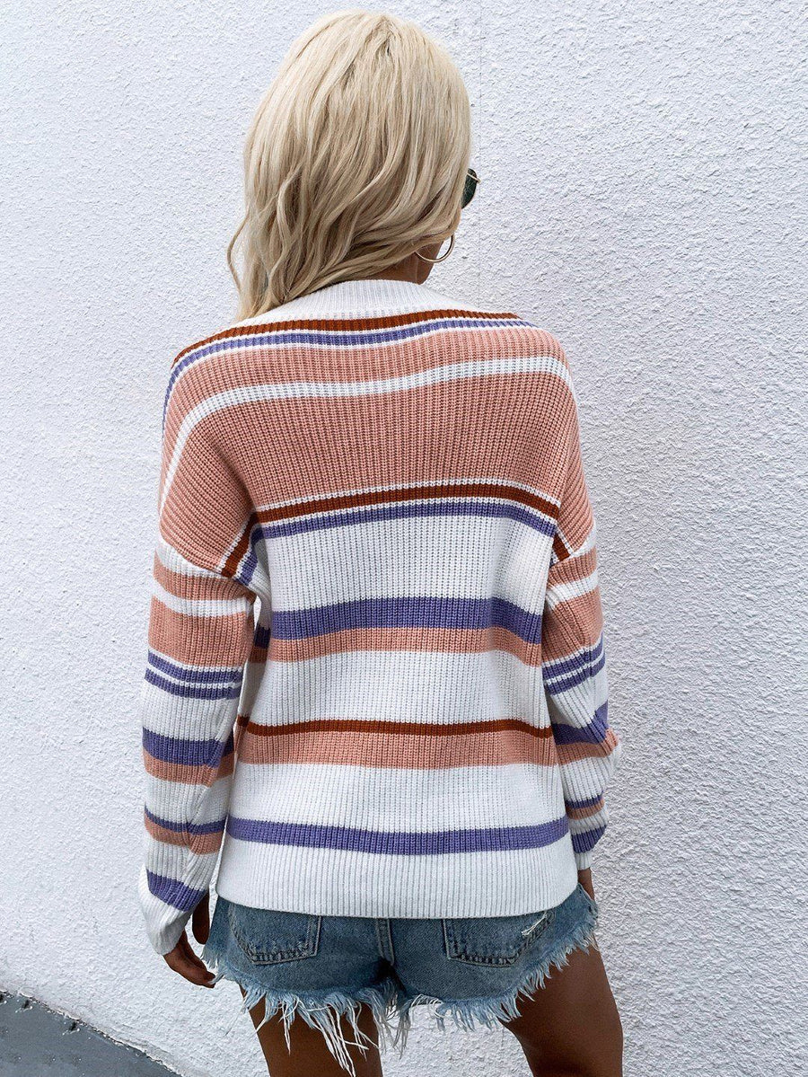 O-Neck Striped Knitted Fashion Sweater