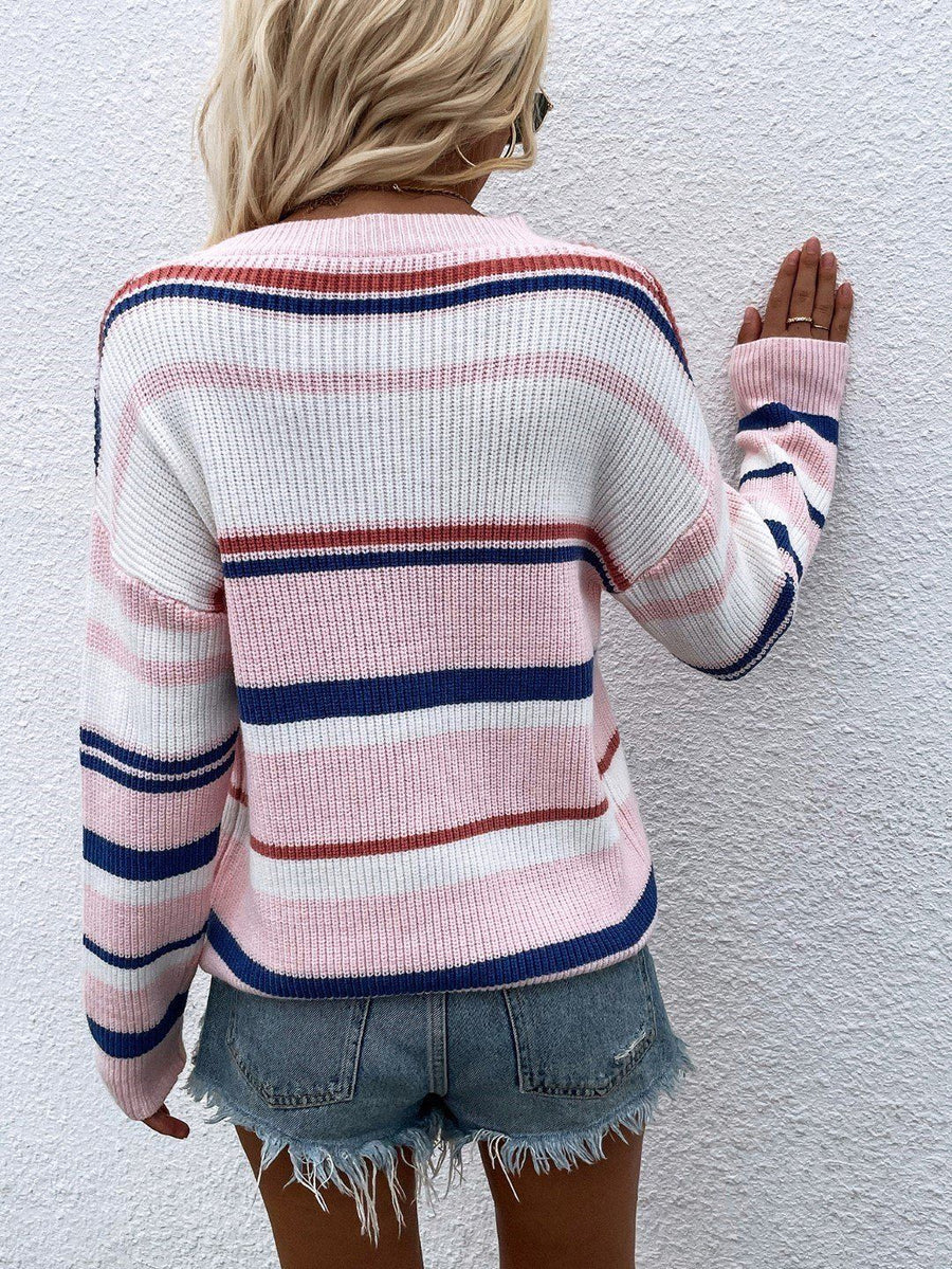 O-Neck Striped Knitted Fashion Sweater