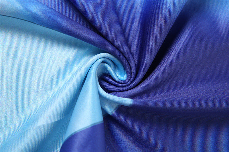 Women's Halter Backless Blue Tie Dye Sleeveless Dress