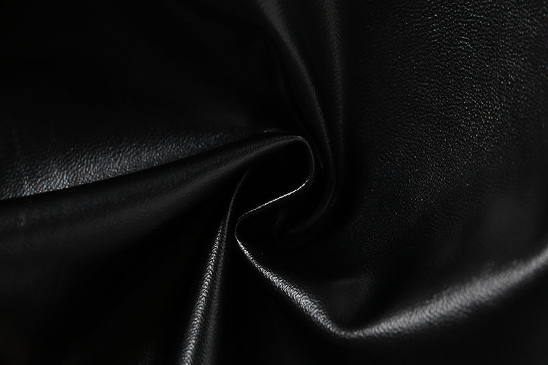 Women's Black PU Leather Tops Crisscross Sexy Hollow Tank