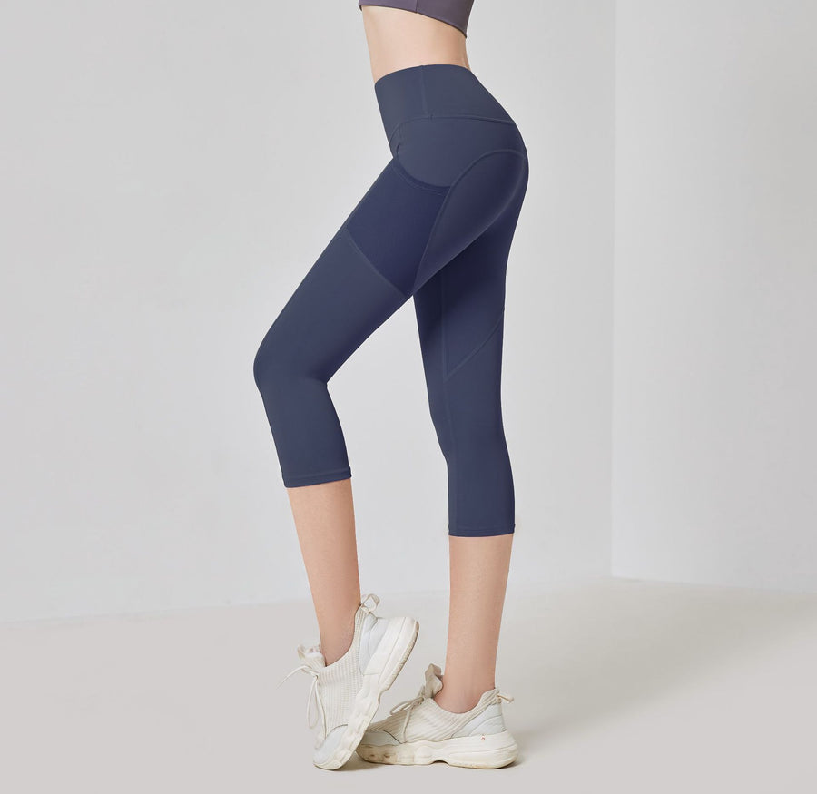 Mesh Pocket Yoga Pants Women High-waisted Scrunch Butt Cropped Pants Fitness Leggings
