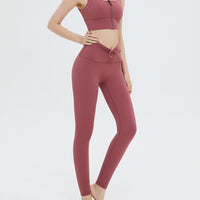 Zipper Stretchy Bras Sports Top Yoga Pants Set