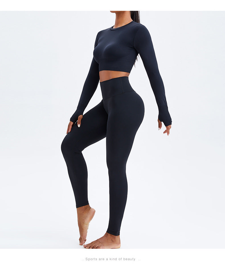 Seamless Long-sleeved Crop Yoga Wear Women Sports Tops