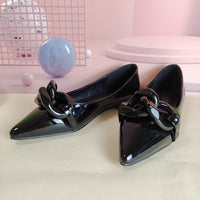 Women's Shoes Candy Color Solid Color Pointed Large Button Decorative Flat Sole Single Shoes